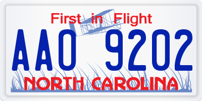 NC license plate AAO9202