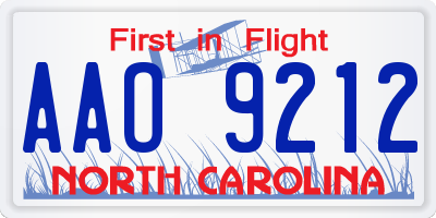 NC license plate AAO9212