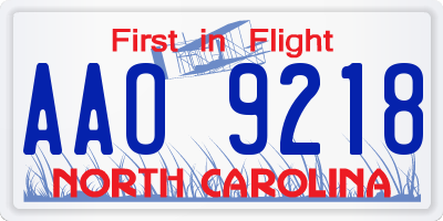 NC license plate AAO9218