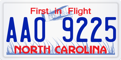 NC license plate AAO9225