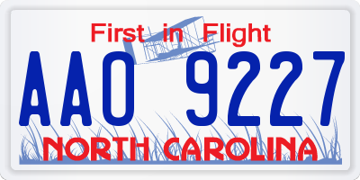 NC license plate AAO9227