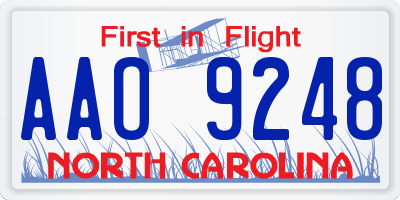 NC license plate AAO9248