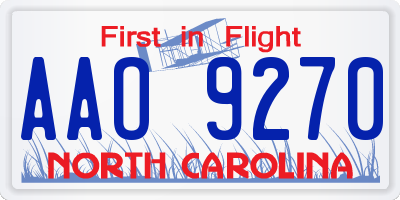 NC license plate AAO9270