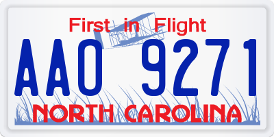 NC license plate AAO9271