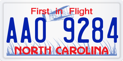 NC license plate AAO9284