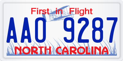 NC license plate AAO9287