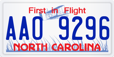 NC license plate AAO9296