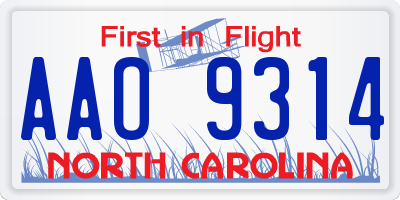 NC license plate AAO9314