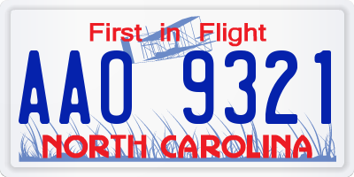 NC license plate AAO9321