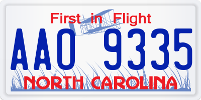 NC license plate AAO9335