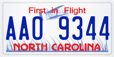 NC license plate AAO9344