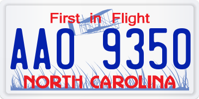 NC license plate AAO9350