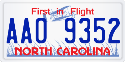 NC license plate AAO9352