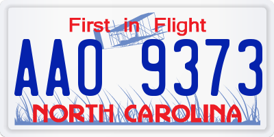 NC license plate AAO9373