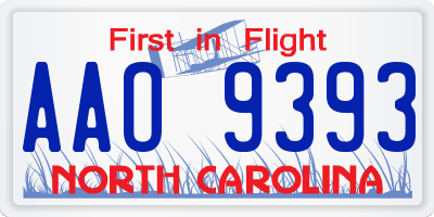 NC license plate AAO9393