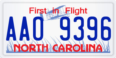 NC license plate AAO9396
