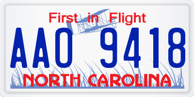 NC license plate AAO9418