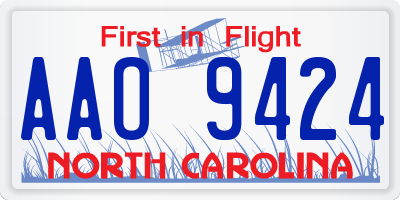 NC license plate AAO9424