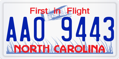 NC license plate AAO9443