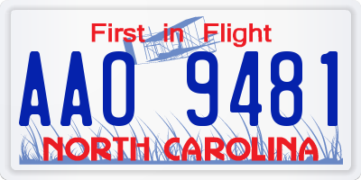 NC license plate AAO9481