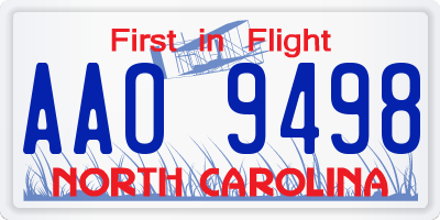 NC license plate AAO9498