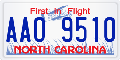 NC license plate AAO9510