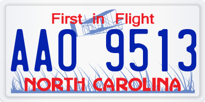 NC license plate AAO9513
