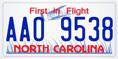 NC license plate AAO9538