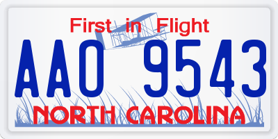 NC license plate AAO9543