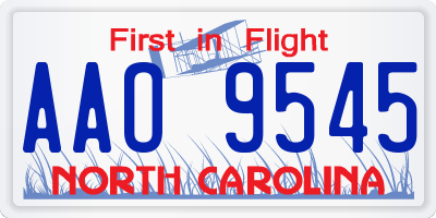 NC license plate AAO9545