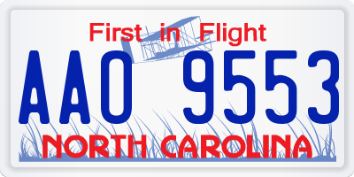 NC license plate AAO9553
