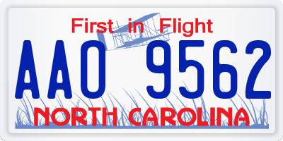 NC license plate AAO9562