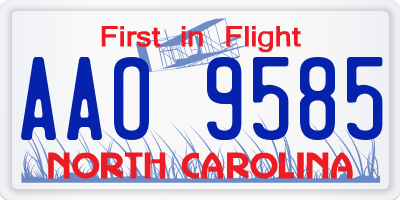 NC license plate AAO9585