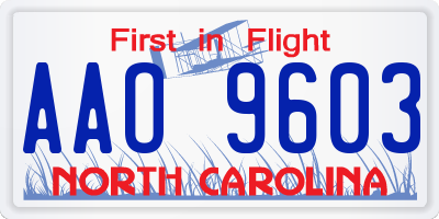 NC license plate AAO9603