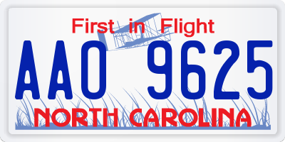NC license plate AAO9625