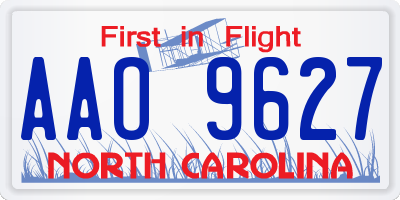 NC license plate AAO9627