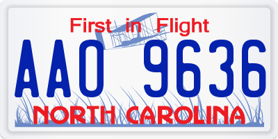 NC license plate AAO9636