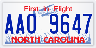 NC license plate AAO9647