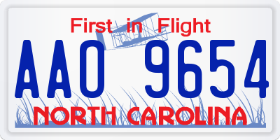 NC license plate AAO9654