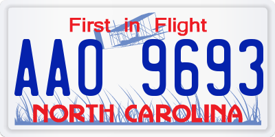 NC license plate AAO9693