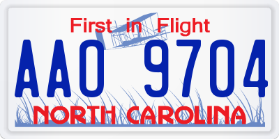 NC license plate AAO9704
