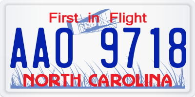 NC license plate AAO9718