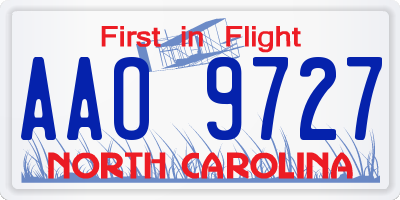 NC license plate AAO9727
