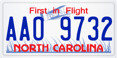 NC license plate AAO9732