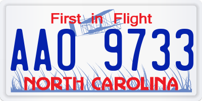 NC license plate AAO9733