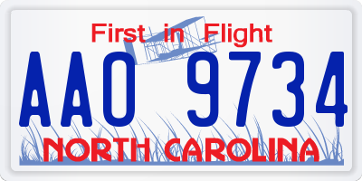 NC license plate AAO9734