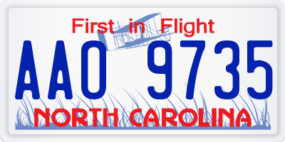 NC license plate AAO9735