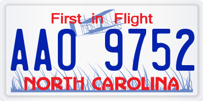 NC license plate AAO9752