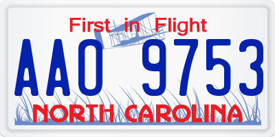 NC license plate AAO9753