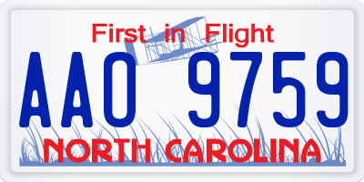 NC license plate AAO9759